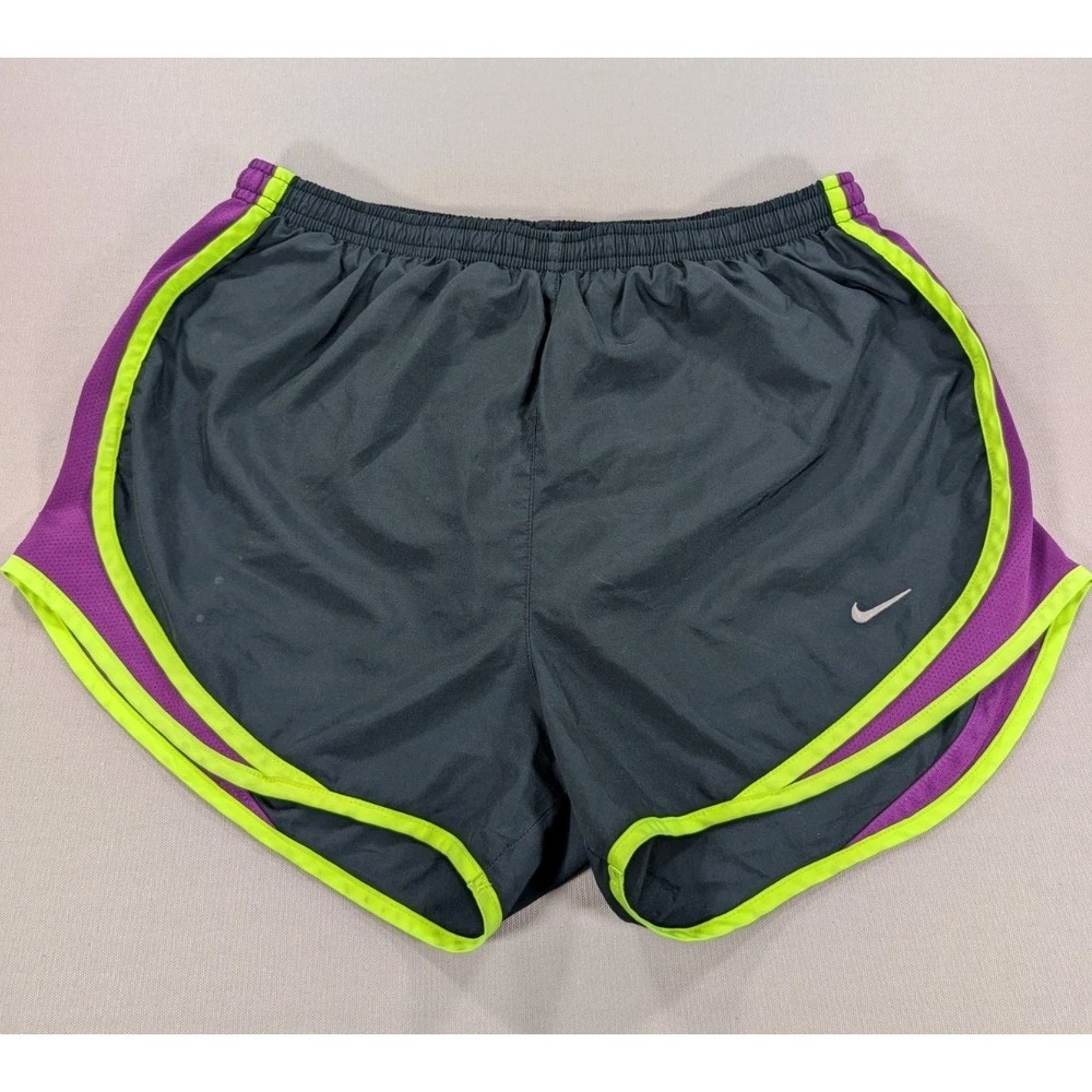 Nike Dri-FIT Shorts Womens Medium Black Purple Volt Running Athletic